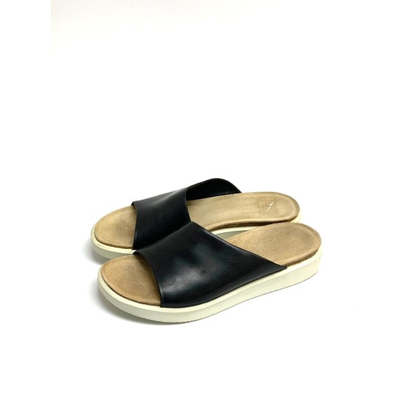 Ecco Shoes Ecco Corksphere Slide Sandal Black Leather Foam Slip On